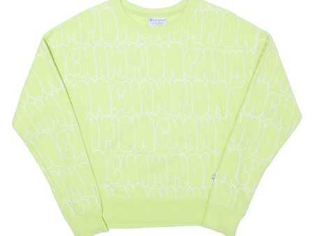 CHAMPION REVERSE WEAVE Logo Print Womens Sweatshirt Green XS For Sale