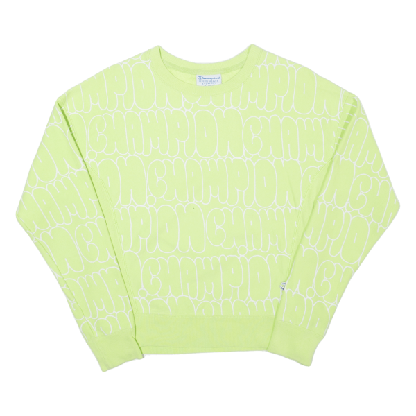 CHAMPION REVERSE WEAVE Logo Print Womens Sweatshirt Green XS For Sale