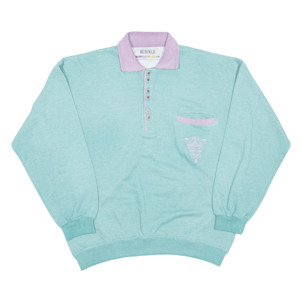 BUECKLE Womens Sweatshirt Green Collared M on Sale