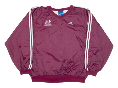 ADIDAS Team Mens Sweatshirt Maroon V-Neck Nylon XL Online now