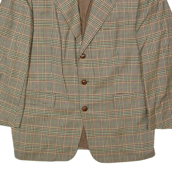 Mens Blazer Jacket Beige Wool 90s Houndstooth L Supply