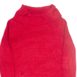 CALVIN KLEIN Womens Jumper Red Roll Neck Tight Knit S Hot on Sale