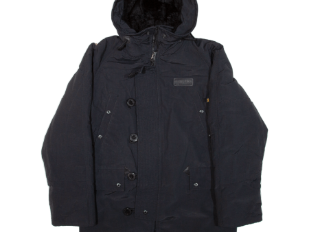 ALPHA INDUSTRIES Insulated Mens Parka Coat Black Hooded XS Hot on Sale