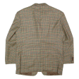 Mens Blazer Jacket Beige Wool 90s Houndstooth L Supply