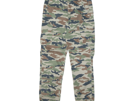 Army Cargo Camouflage Mens Trousers Green Regular Tapered W26 L28 Hot on Sale