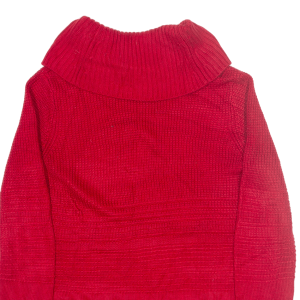 CALVIN KLEIN Womens Jumper Red Roll Neck Tight Knit S Hot on Sale