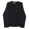 CALVIN KLEIN Womens Jumper Black V-Neck Tight Knit L Online now