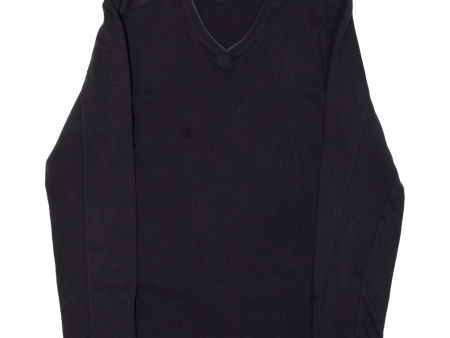 CALVIN KLEIN Womens Jumper Black V-Neck Tight Knit L Online now