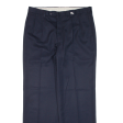 BURBERRY Pleated Womens Trousers Blue Loose Straight 90s Wool W32 L29 Sale