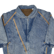 Acid Wash Mens Sherpa Lined Denim Jacket Blue 90s XL on Sale