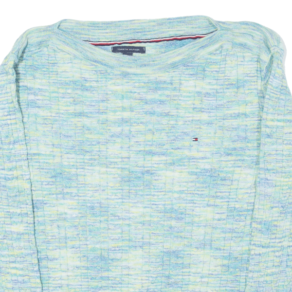 TOMMY HILFIGER Womens Jumper Blue Cable Knit M Online Hot Sale