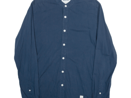 DIESEL Mens Plain Shirt Blue Long Sleeve M Supply