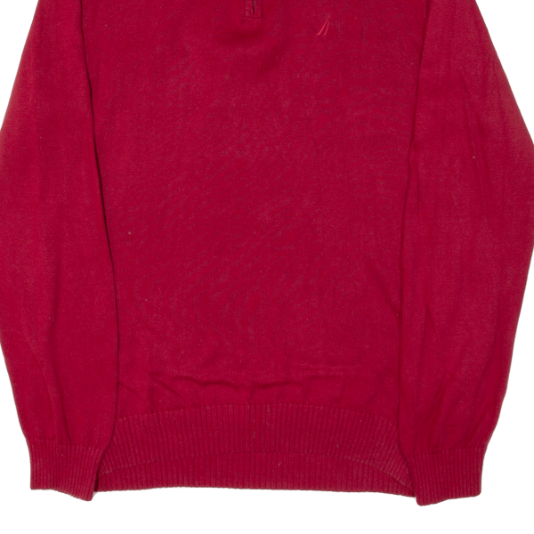 NAUTICA Mens Jumper Red 1 4 Zip Tight Knit L Sale