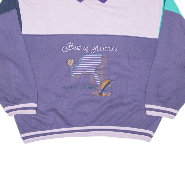 LIMITED STOCK Best of AMerica Womens Sweatshirt Purple Collared L on Sale