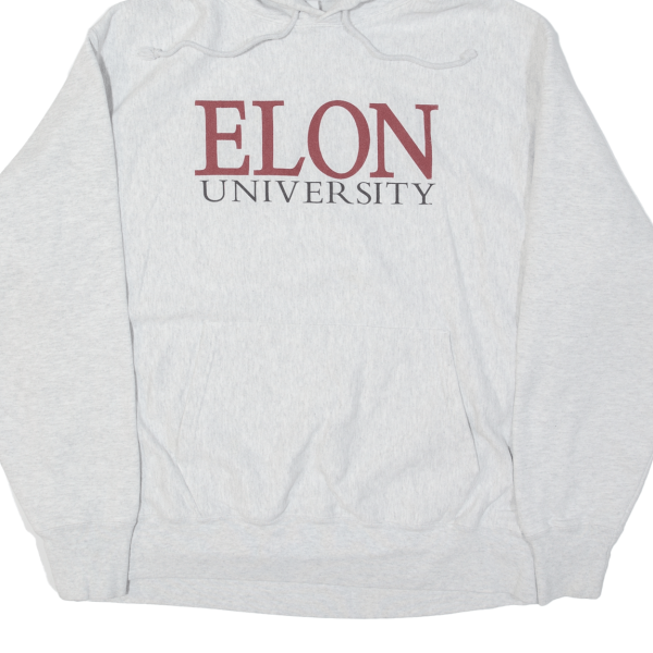 CHAMPION REVERSE WEAVE Elon University Mens Grey Hoodie USA XL Online Hot Sale