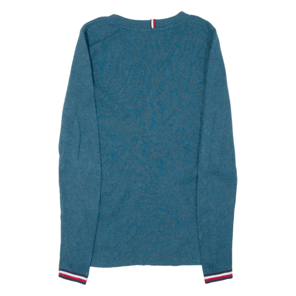 TOMMY HILFIGER Womens Jumper Blue Tight Knit XS Online now