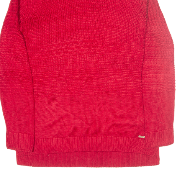 CALVIN KLEIN Womens Jumper Red Roll Neck Tight Knit S Hot on Sale