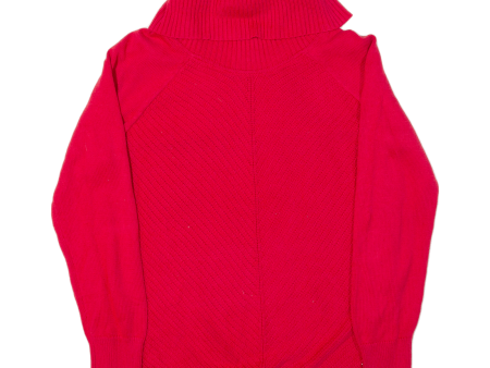 CALVIN KLEIN Womens Jumper Red Roll Neck Tight Knit M Online Sale