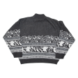 Womens Patterned Jumper Black Floral High Neck Chunky Knit M For Sale