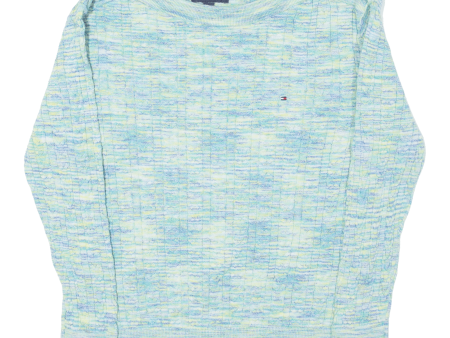 TOMMY HILFIGER Womens Jumper Blue Cable Knit M Online Hot Sale