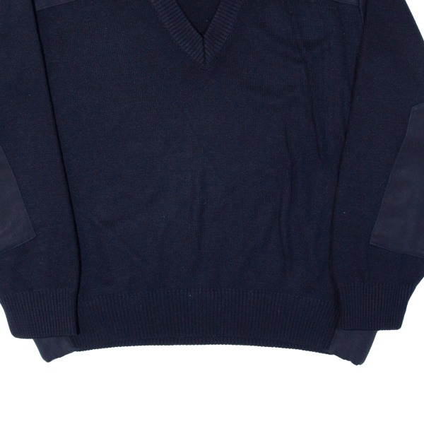 FREY Mens Jumper Blue V-Neck Tight Knit Wool XL Sale