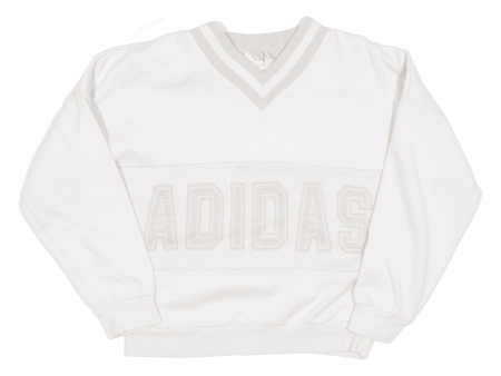 ADIDAS Cropped Womens Sweatshirt Cream V-Neck UK 6 Online Hot Sale