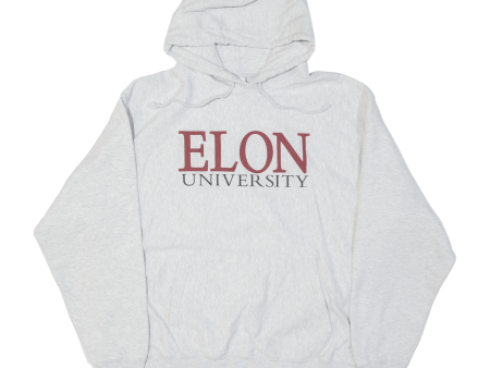 CHAMPION REVERSE WEAVE Elon University Mens Grey Hoodie USA XL Online Hot Sale