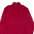 NAUTICA Mens Jumper Red 1 4 Zip Tight Knit L Sale