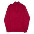 NAUTICA Mens Jumper Red 1 4 Zip Tight Knit L Sale