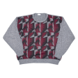 Mens Patterned Jumper Grey Crazy Pattern Chunky Knit S Online Hot Sale