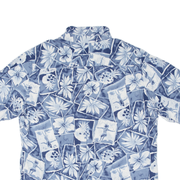 HANA BAY Aloha Mens Hawaiian Shirt Blue Crazy Pattern XL Fashion