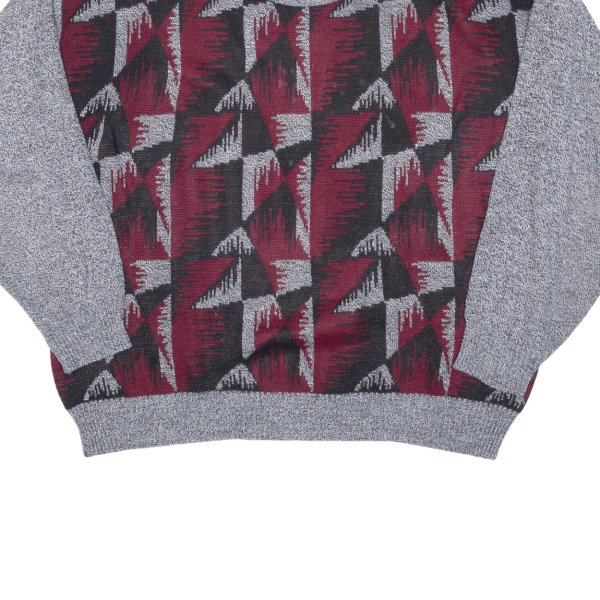 Mens Patterned Jumper Grey Crazy Pattern Chunky Knit S Online Hot Sale