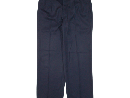 BURBERRY Pleated Womens Trousers Blue Loose Straight 90s Wool W32 L29 Sale