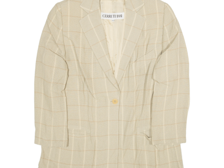 CERRUTI Womens Blazer Jacket Yellow Wool Check M Hot on Sale