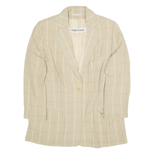 CERRUTI Womens Blazer Jacket Yellow Wool Check M Hot on Sale