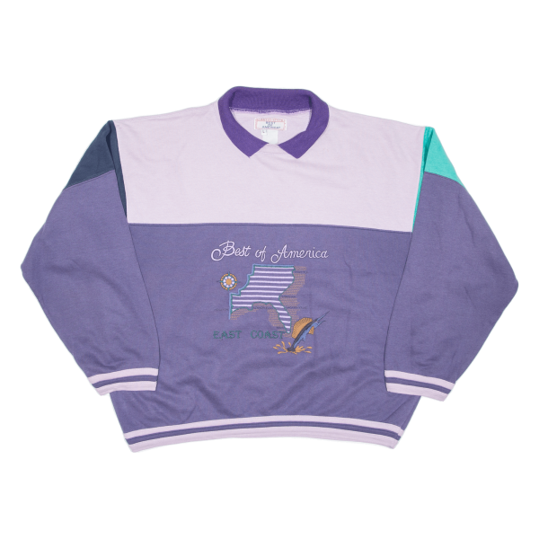 LIMITED STOCK Best of AMerica Womens Sweatshirt Purple Collared L on Sale