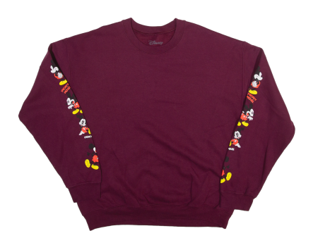 DISNEY Mickey Mouse Sweatshirt Maroon Mens L Online