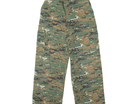 Army Cargo Camouflage Boys Trousers Green Regular Straight W22 L25 Online now