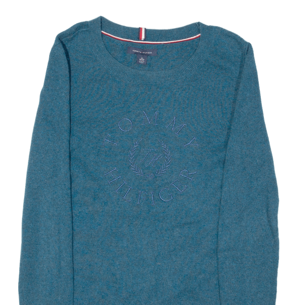 TOMMY HILFIGER Womens Jumper Blue Tight Knit XS Online now