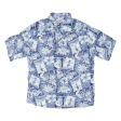 HANA BAY Aloha Mens Hawaiian Shirt Blue Crazy Pattern XL Fashion