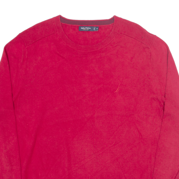 NAUTICA Mens Jumper Red Tight Knit XL Hot on Sale