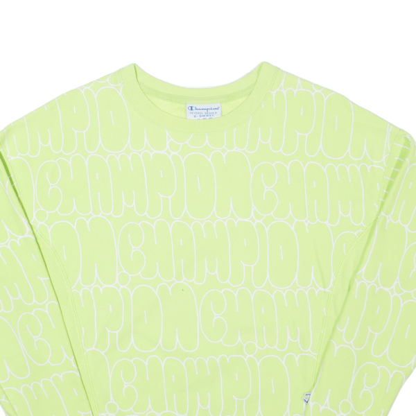 CHAMPION REVERSE WEAVE Logo Print Womens Sweatshirt Green XS For Sale