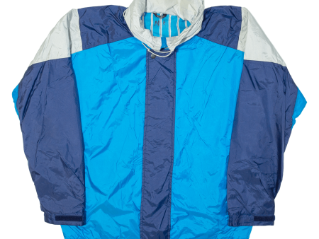 Mens Rain Jacket Blue 90s Hooded XL Sale