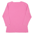 TOMMY HILFIGER Womens Jumper Pink Cable Knit 3 4 Sleeve L Fashion