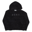 DKNY Fleece Relaxed Fit Cropped Womens Black Hoodie M For Cheap