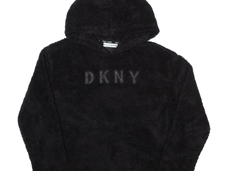 DKNY Fleece Relaxed Fit Cropped Womens Black Hoodie M For Cheap