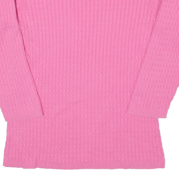 TOMMY HILFIGER Womens Jumper Pink Cable Knit 3 4 Sleeve L Fashion