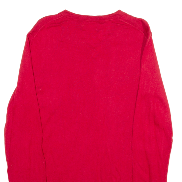 NAUTICA Mens Jumper Red V-Neck Tight Knit M on Sale