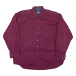 BASIC OPTIONS Mens Plain Shirt Maroon 90s Long Sleeve L Online Hot Sale