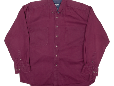 BASIC OPTIONS Mens Plain Shirt Maroon 90s Long Sleeve L Online Hot Sale